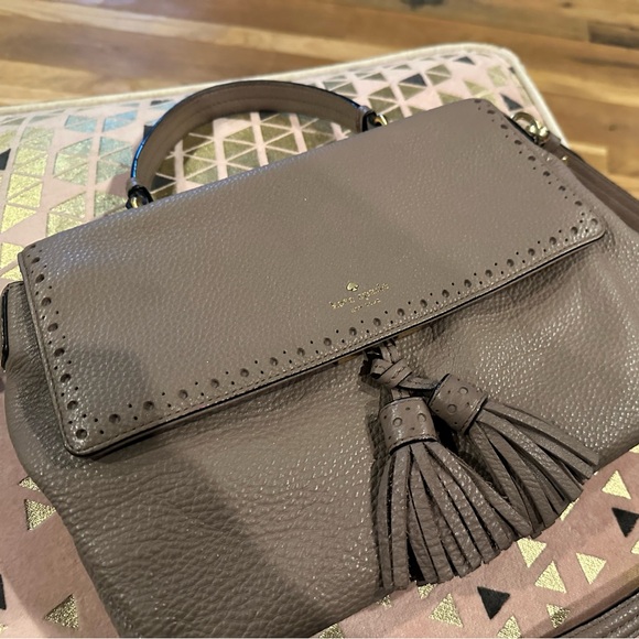 Kate Spade light brown satchel bag with tassels - Picture 2 of 4